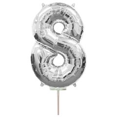 Μπαλόνια foil ασημί minishape νούμερο 8 (40 εκατοστά)