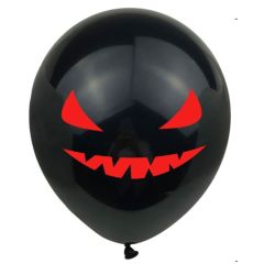 Balloons 12 inch black with Halloween print in 1 side, 15 pieces pack