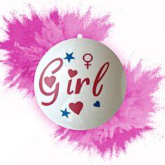 Μπάλα Gender Reveal Boy or Girl με Ροζ Πούδρα