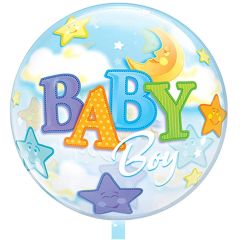 Μπαλόνια Baby boy διάφανα φεγγάρια-αστέρια, φούσκωμα με αέρα