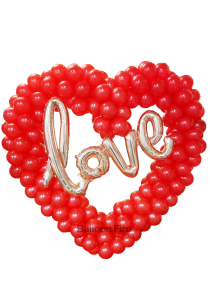 Καρδιά πλεκτή με μπαλόνια και λέξη Love 
