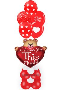 Κατασκευή μεγάλη με μπαλόνι καρδιά 36 ιντσών This much love και 5 μπαλόνια τυπωμένα με ήλιο