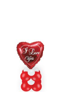 Μπαλόνι καρδιά I love you foil Flexmetal 36 ιντσών γεμισμένη με αέρα πάνω σε κατασκευή με μπαλόνια
