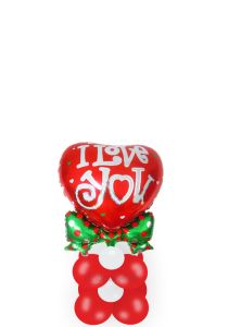 Μπαλόνι καρδιά I love you με φιόγκο foil 36 ιντσών γεμισμένη με αέρα πάνω σε κατασκευή με μπαλόνια