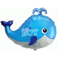 Balloons whale light blue 83cm