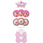 Στέμμα New Little Princess και 6 μπαλόνια γέννησης foil 18'' με ήλιο σε μεγάλη βάση / κωδικός Ε1