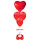 Καρδιά κόκκινη foil 36 ιντσών με 3 μπαλόνια τυπωμένα με καρδιές love γεμισμένα με ήλιο σε βάση μεγάλη