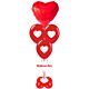 Καρδιά κόκκινη foil 36 ιντσών με 3 μπαλόνια τυπωμένα με καρδιά γεμισμένα με ήλιο σε βάση μεγάλη
