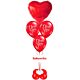 Καρδιά κόκκινη foil 36 ιντσών με 3 μπαλόνια τυπωμένα με I love you γεμισμένα με ήλιο σε βάση μεγάλη