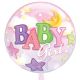Μπαλόνια Baby girl διάφανα με  φεγγάρια-αστέρια, φούσκωμα με αέρα