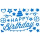 Αυτοκόλλητο Happy Birthday γαλάζιο, για μπαλόνια 
