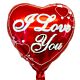 Μπαλόνι Καρδιά 18'' Κόκκινη I Love You & Σχέδια με καρδιές