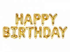   Μπαλόνια HAPPY BIRTHDAY χρυσό, σχηματισμένη λέξη  34 Χ 21 εκατοστά  