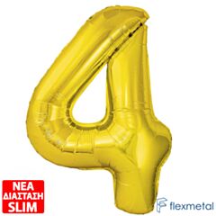 Μπαλόνι Αριθμός Νο 4 Χρυσό 86 cm Για Ήλιο (Συσκευασμένο)