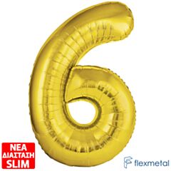 Μπαλόνι Αριθμός Νο 6 Χρυσό 86 cm Για Ήλιο (Συσκευασμένο)