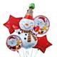 Balloons Christmas Set 5pcs - Snowman and 4pcs 18'' foil - Single Pack