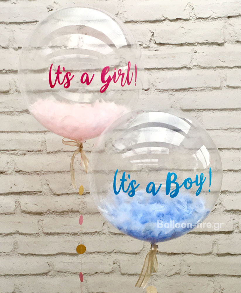 Μπαλόνι διάφανο γεμιστό Its a boy | it's a girl
