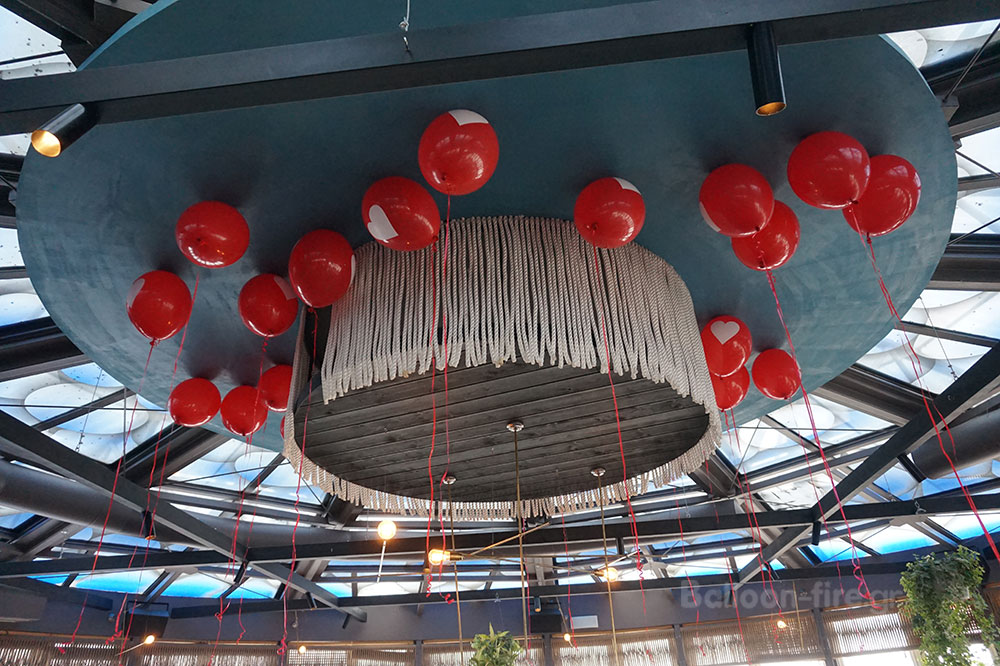 Μπαλόνια με ήλιον  στην οροφή