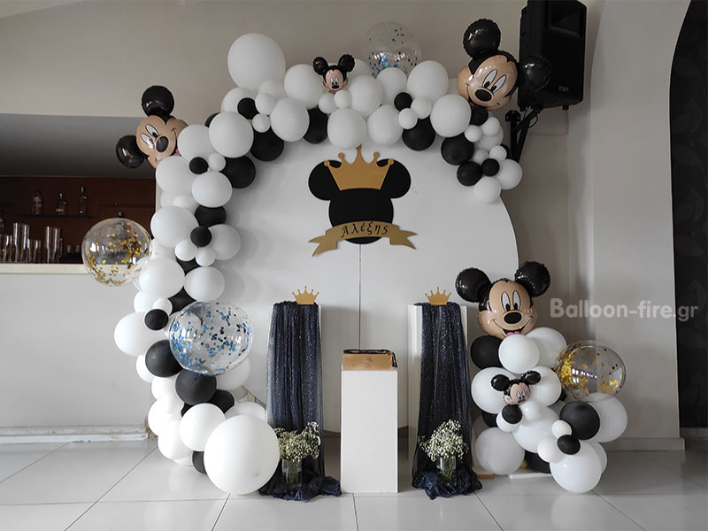 Στολισμός αψίδα με μπαλόνια organic Θέμα Mickey