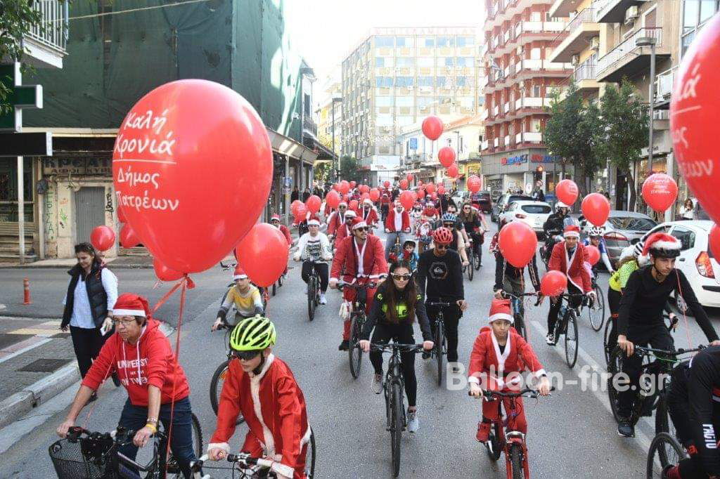 Μπαλόνια Καλή Χρονιά Δήμος Πατρέων - Χριστούγεννα 2022 - Santa Bike
